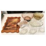 glass bowls, pressed glass serving set, daily