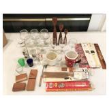 stemware, shot glasses, incense, mugs, household