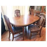dining room table with leaf and 4 cane back