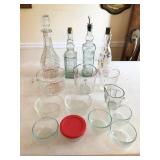 decanters, glass bowls, measuring cups
