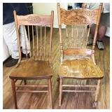 2pc wooden chairs, rolling chair, wooden rush