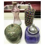 covered jars, vases