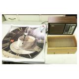 clock, radio, storage, tripod, wall art, VINTAGE