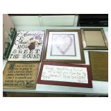 framed art, frame, baskets, figurine