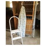step stool, ironing board, shoe rack