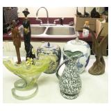 figurines, jars, pitcher, art glass