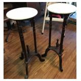 pair marble top plant stands