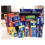 assorted storage bags, foil sandwich sheets