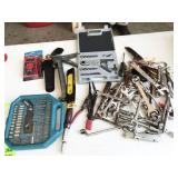 assorted tools, bit and socket sets, wrenches