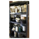 shelving unit and contents: small appliances,