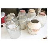 covered jars, pickle jars - in 2 boxes