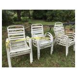 patio tables and chairs, pots