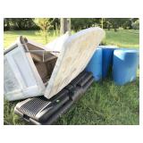 plastic storage bin, plastic toolbox, barrels,