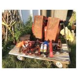 car ramps, jack stands, reflectors, clamps, rope,