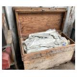 trunk full of tarps, tool boxes and tools, metal