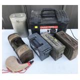 ammo boxes, powder horn