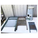 washboards, wooden churn