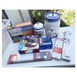 cargo bag, canister, churn, under cabinet lights,