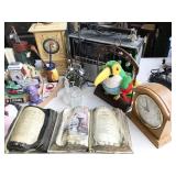 home décor, clocks, radio, candle sticks