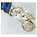 10kt yellow gold filagree ring, size 6.5, 0.75g