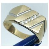 14kt yellow gold 6-stone diamond ring, size 8.5,