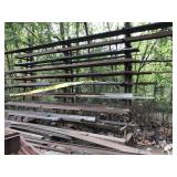 rack and contents: steel round/square stock rack and contents: steel round/square stock