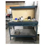 workbench and contents: fasteners, end mills, workbench and contents: fasteners, end mills,