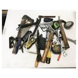 assorted hand tools, radios, tubing bender