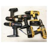 5pc cordless drills: Ryobi P206/P201/P201 and