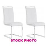 NO SHIPPING: pair white faux leather chairs,