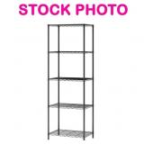 21" wide black metal shelving unit,