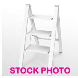 white aluminum 3-step ladder, 330lb capacity,