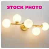 Kepulu 5-light vanity light, m#SP012, gold, open