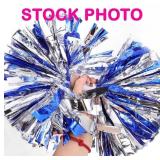 19pc blue/silver metallic pompoms (aka