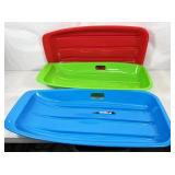NO SHIPPING: 3pc plastic snow sleds, no box -