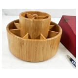 bamboo lazy susan and metal wall shelf