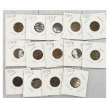 14pc Lincoln Wheat pennies: 1919D, 1924P, 1930P,