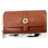 Tory Burch pebbled leather zip-around wallet in