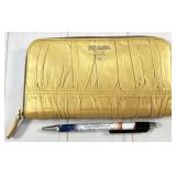 Prada crease leather zip-around wallet in gold