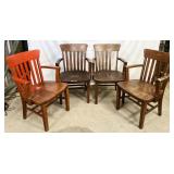 NO SHIPPING: 4pc vintage wood chairs