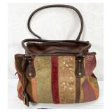 vintage Fossil leather and suede zipper-top