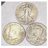 3pc silver half dollars: 1945D Walking Liberty