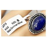 NEW costume ring, size 8, color is "Lapis" in