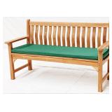 Teak Outdoor 5 foot Wave Back Bench with cushion.