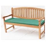 Teak Outdoor 5 foot Oval Back Bench with cushion.