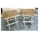 2 piece set: Teak outdoor folding side tables