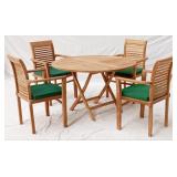 Teak Folding Dining Table and 4 teak stacking