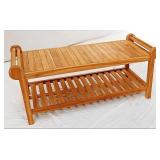 Teak outdoor Marlboro coffee table with shelf.