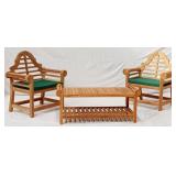 3 piece set: Teak outdoor Marlboro Lutyen chairs