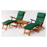 3 piece set:  Teak Outdoor Steamer Loungers with